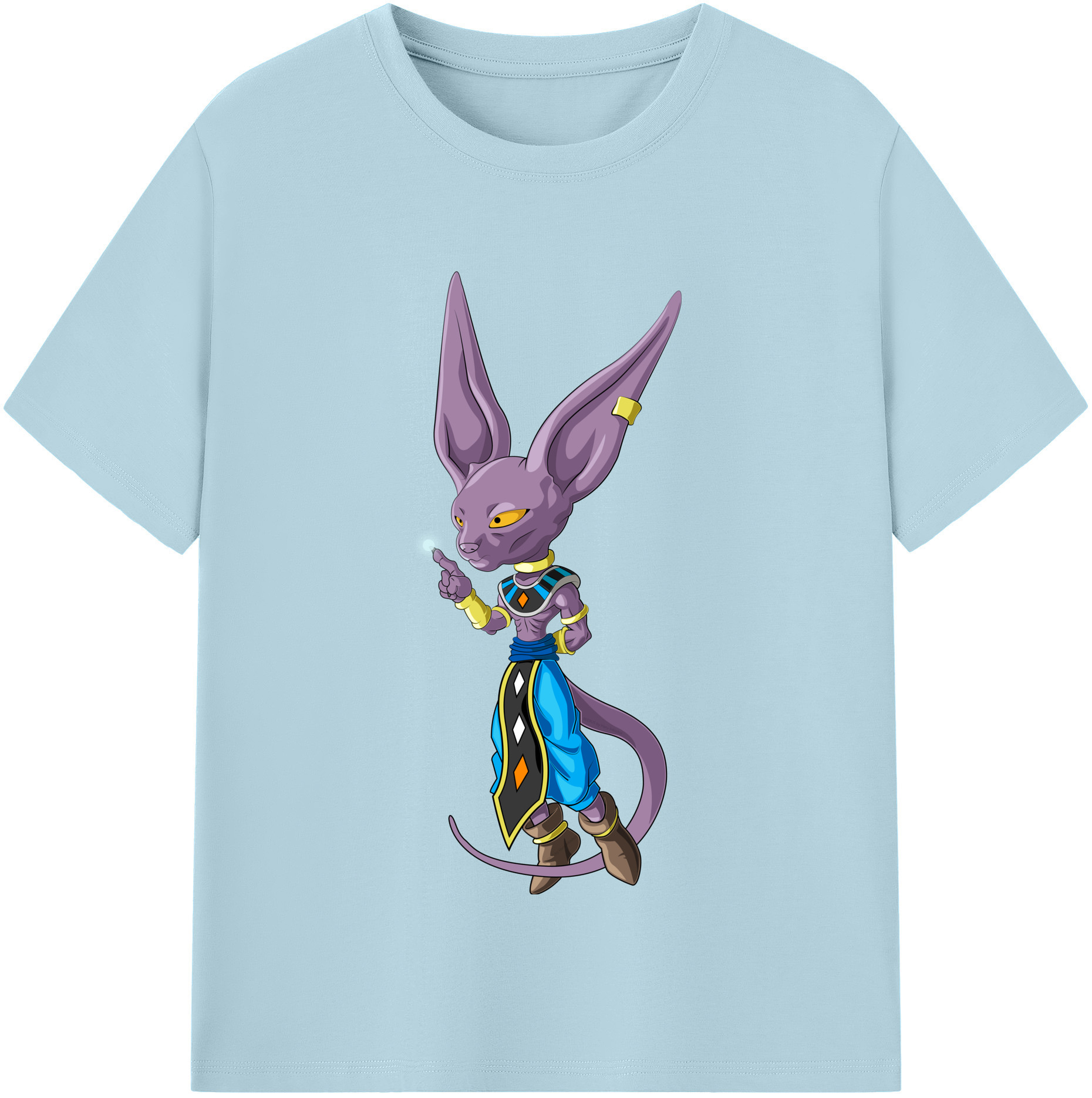 （画像用） ドラゴンボール ビルス 破壊神ビルス DRAGON BALL Beerus Birusu 綿100％半袖Tシャツ（フロントプリント）